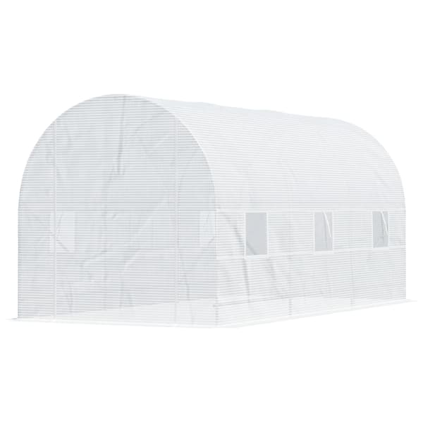Växthus, Polyetenmaterial, Rullport,4.5x2x2M, Vit