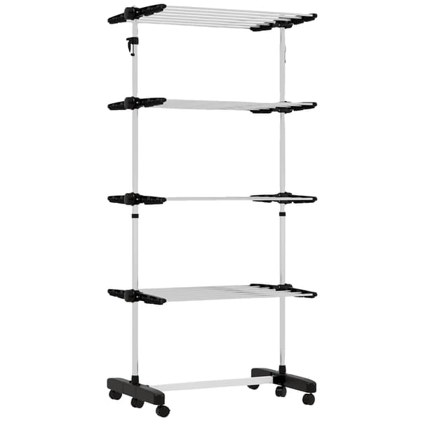 Tørrerack, 4 niveauer, justerbare hylder,sort