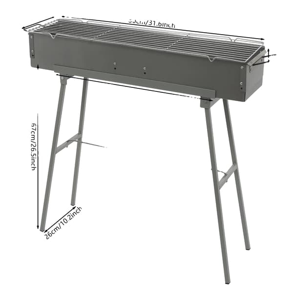 Grill, Bärbar Design, Justerbar Luftdörr,Grå