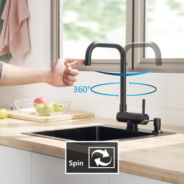 Foldbar Køkkenvask, 360° Drejelig, Dobbelt Spraymuligheder,sort, G3/8