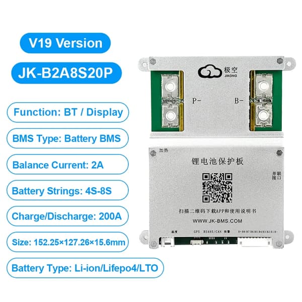 Batteristyringssystem, Aktiv Balancefunktion, Bluetooth-forbindelse,JK-B2A8S20P