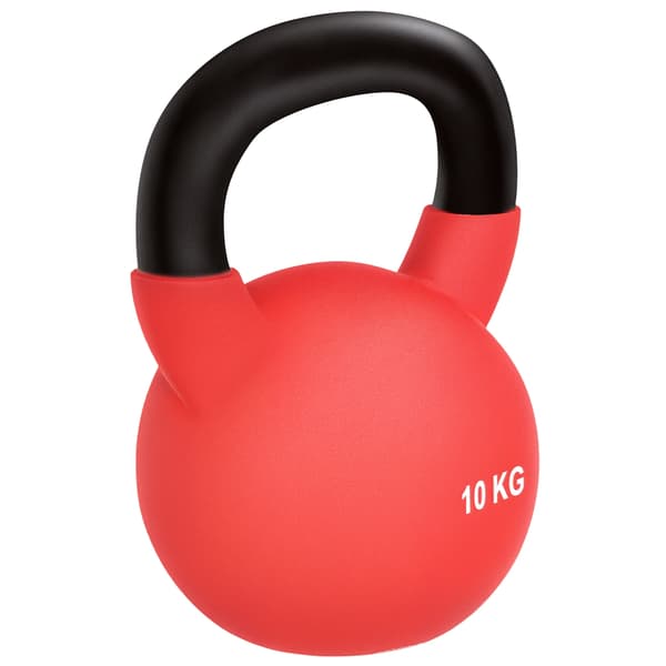 Kettlebell, 10 kg Valurautaa, Neopreenipinnoite,Punainen