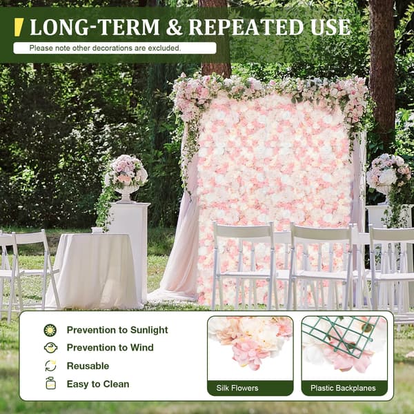 Konstgjorda Blomväggspaneler, Elegant Design, Mångsidig för Evenemang,Ljusrosa