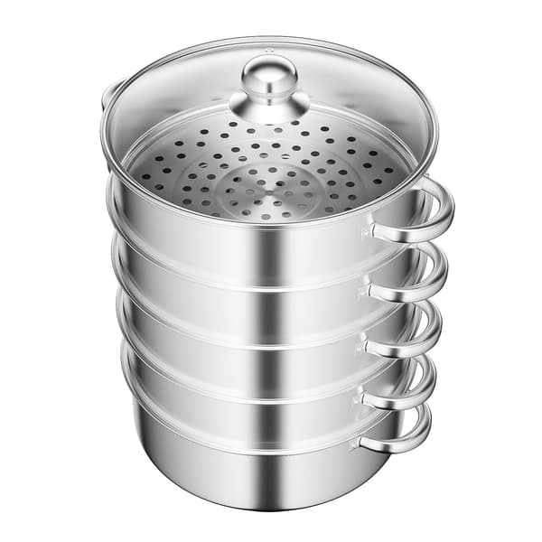 Dampkoger, Stabelbar Design, Holdbart Rustfrit Stål,Lys Grå
