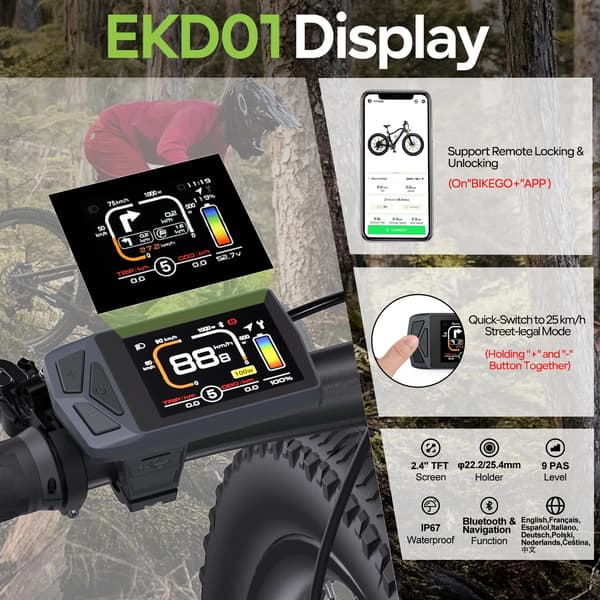 Skærm, Bluetooth-navigation, Vandtæt design,EKD01 til 125XVH/EVH 95EVH