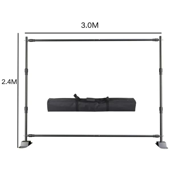 Backdrop Ställkit, Justerbar Tvärstång, Kraftig Konstruktion,2,4x3,0M