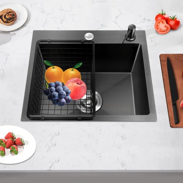 Køkkenvask, Rustfrit Stål, Enkelt Skål,sort