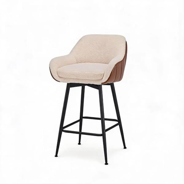 Barstol, 360° Drejbar, Ergonomisk Design,Brun