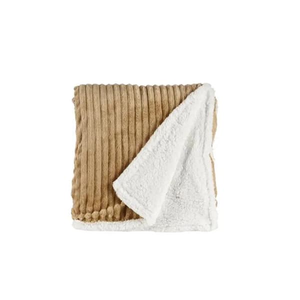 Tæppe, Vendbart Design, Holdbart Materiale,Mørk Khaki