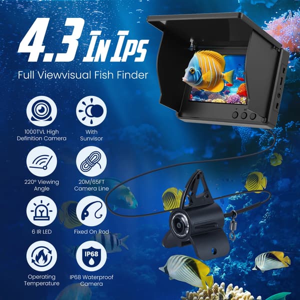 Fiskefinder, Nattesyn, Højopløsningsdisplay,sort
