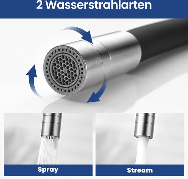 Køkkenvask, Fleksibel Udstødningsdyse, Vandbesparende Design,Krom, G3/8