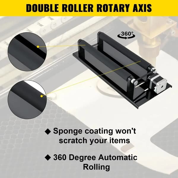 Lasergraver Rotationsakse Vedhæftning, 360° Gravering, Præcisionsmotor,Sort