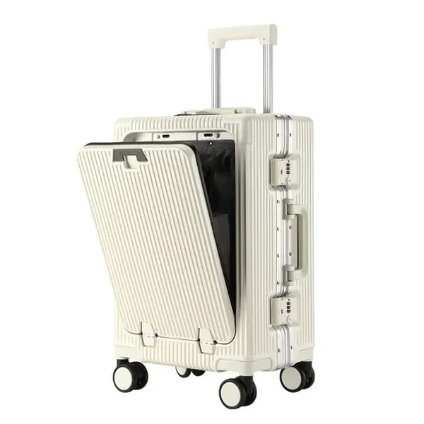 Rejsetrolley, Holdbart ABS + PC materiale, Spinnerhjul,hvid, 20 inch-c