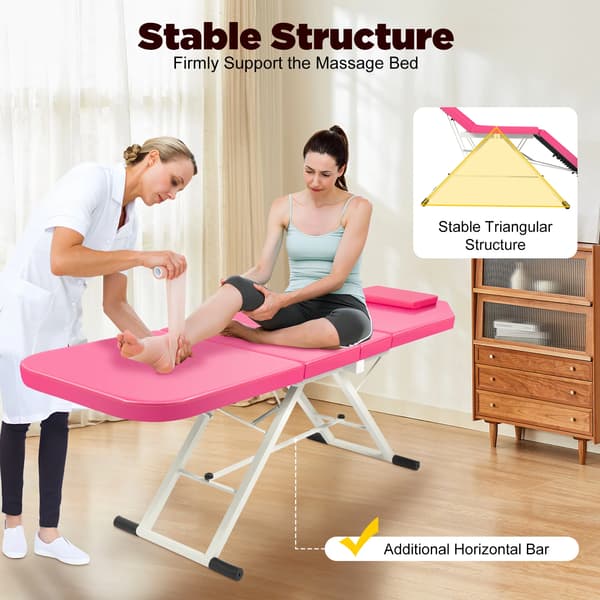 Massagebänk, vikbar design, hög viktkapacitet, Rosa