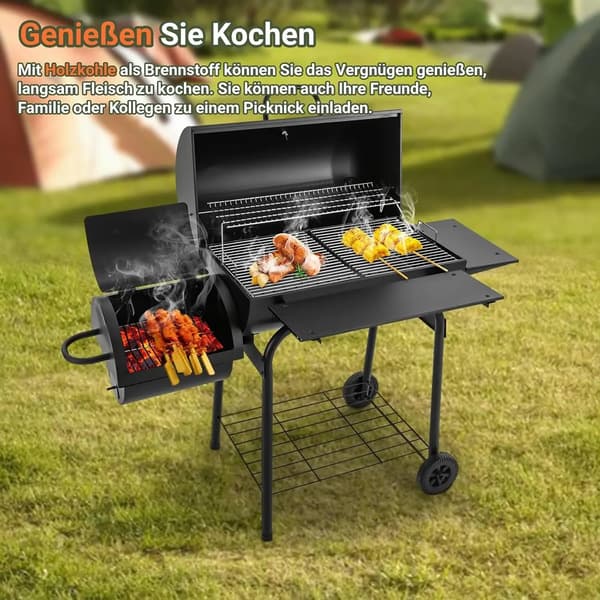 Kulgrill, Indbygget Termometer, Uafhængige Kogegitre,sort