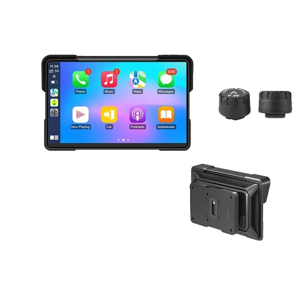 Motorcykelradio, 7-tums skärm, stöder CarPlay och Android Auto,Ingen-b, 7"CarplayTPMS-NO DVR
