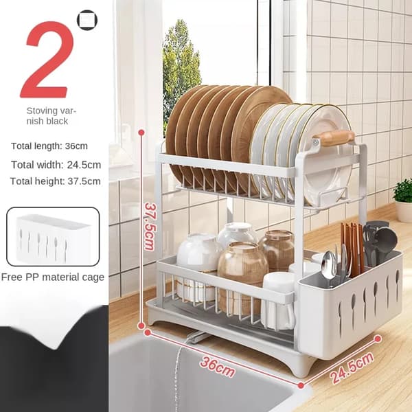 Diskställ, 2-nivådesign, Rostbeständig,VIT