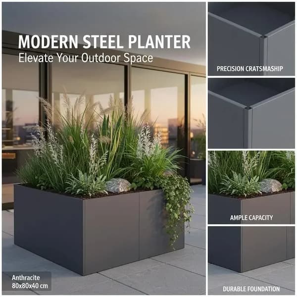Plantebucket, Holdbart Stål, Alsidig Havearbejde,Anthracit