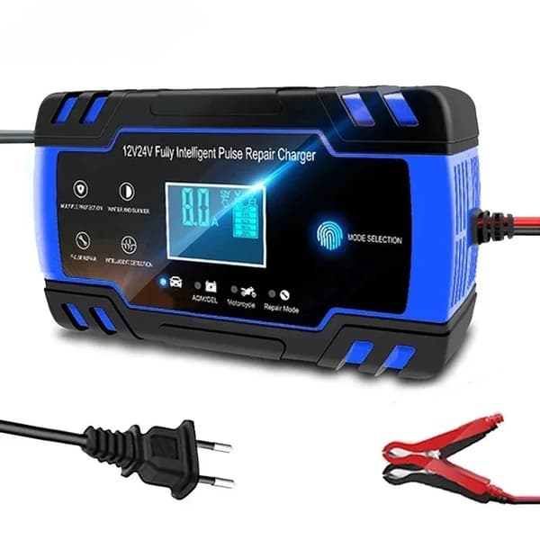 Bilbatteriladdare, Automatisk drift, Intelligent digital display,Blå EU