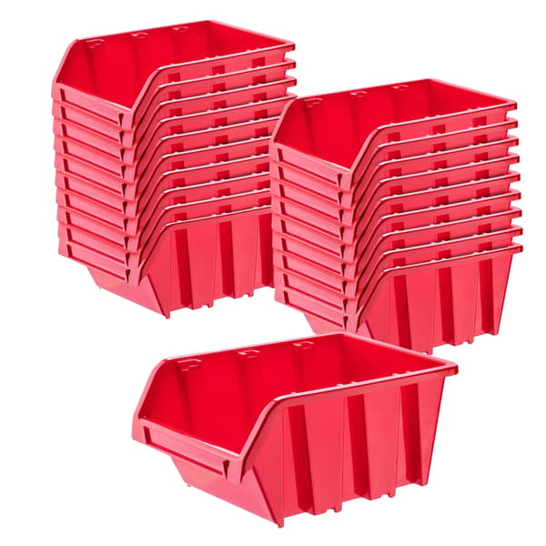 Opbevaringsbeholder, Holdbart Plastik, Stabelbart Design,Rød