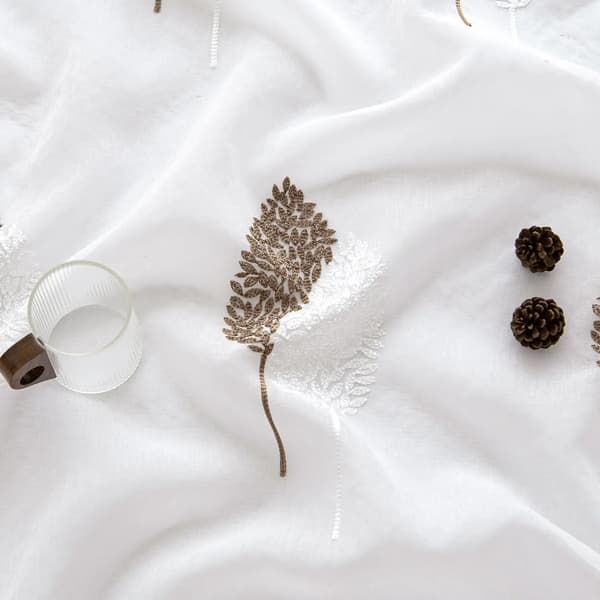 Gardiner, Elegant Blomsterdesign, Letvægts Polyester,Brun
