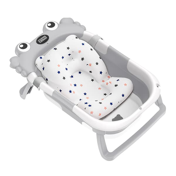 Babybadekar, Integreret Termometer, Pladsbesparende Design,Grå