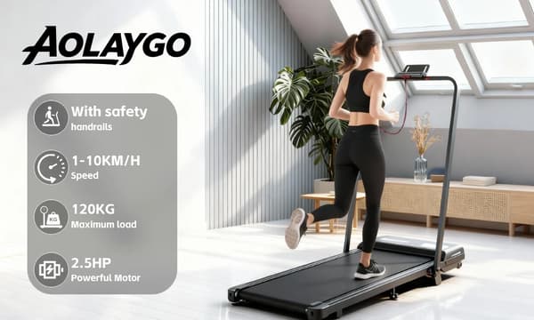 Løbebånd, 2,5HK Motor, Justerbar Stigning,Sort