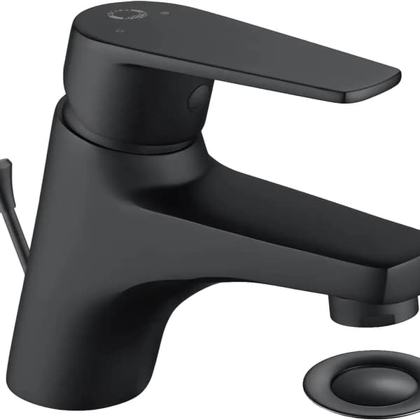 Basinarmatur, Solid Messing, Vandbesparende Teknologi,Matte sort, G3/8, Rustfrit stål