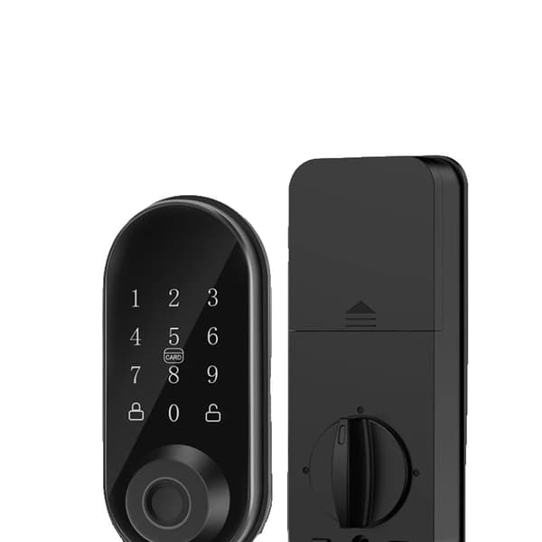 Smart dødboltlås, USB-genopladelig, touchscreen-interface, flere låsemuligheder, automatisk låsefunktion, holdbart metallegering