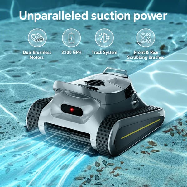 Robot Pool Cleaner, Trådløs Design, Lang Batterilevetid,Rummet Grå