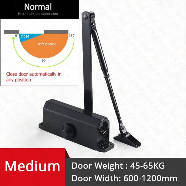Dørpumpe, Hydraulisk Justerbar, 80 KG Kapacitet,Sort M
