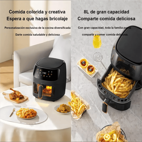 Luftfritös, 8L kapacitet, LED-touchskärm,EU-kontakt
