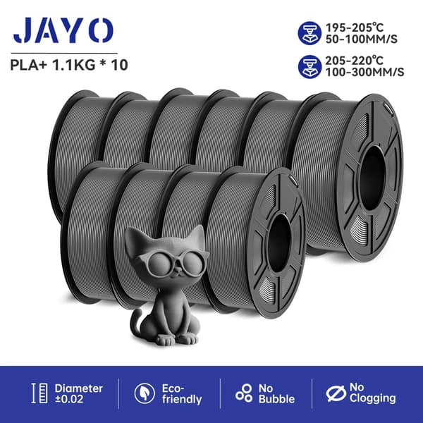3D-printer filament, 1,75 mm diameter, boblefri ydeevne,PLA PLUS 10 Grå