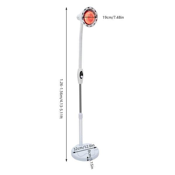 Infrarød Terapi Lampe, Justerbar Stativ, Smertelindring,HVID