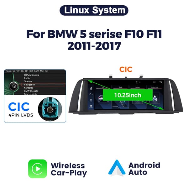 Bil Multimedia Afspiller, Trådløs CarPlay, Dual System Kompatibilitet,Linux System CIC
