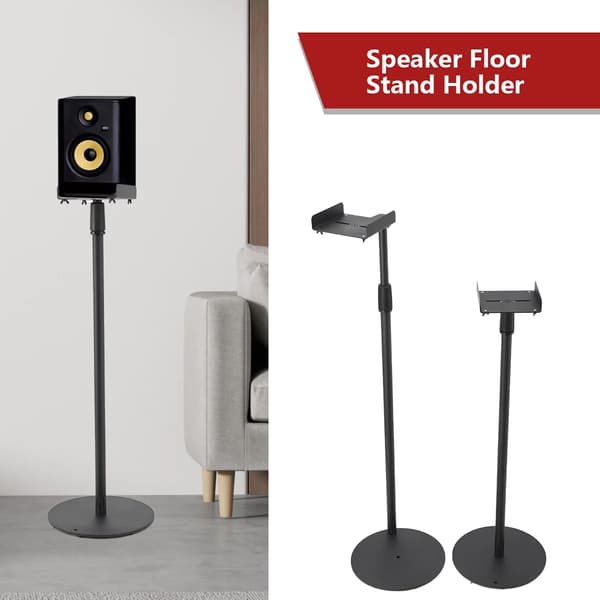 Högtalarställ, Justerbar Höjd 75-140 cm, Maximal Belastning 5 kg, 360° Rotation, Rund Basdesign, Två Installationsmetoder