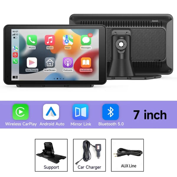 Dash Cam, Stor IPS Skærm, Flersproget Support,7 kun carplay
