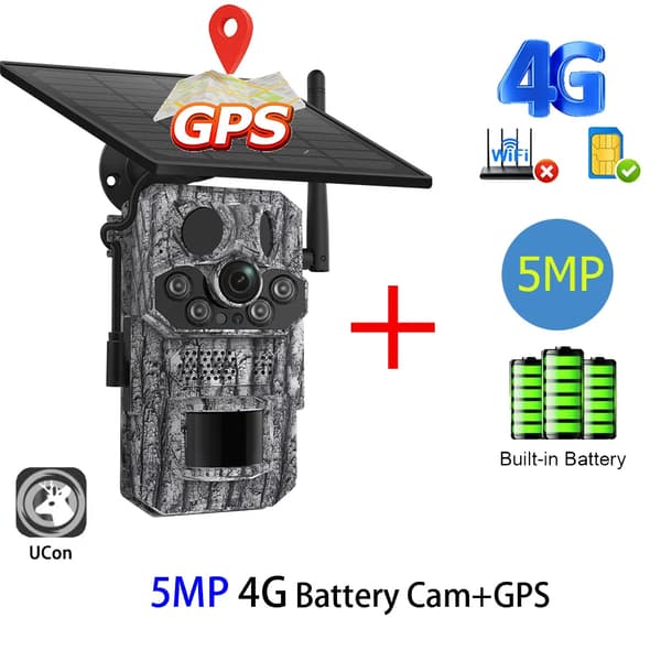 PIR bevægelseskamera, nattevision, 3G 4G forbindelse,GPS 5MP