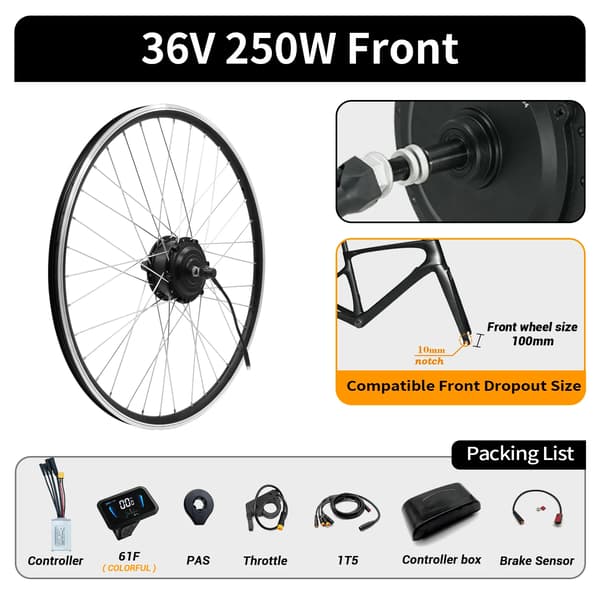 Elektrisk Cykel Motor, 36V System, Fuld Installationssæt,26, 36V 250W Front kit-a