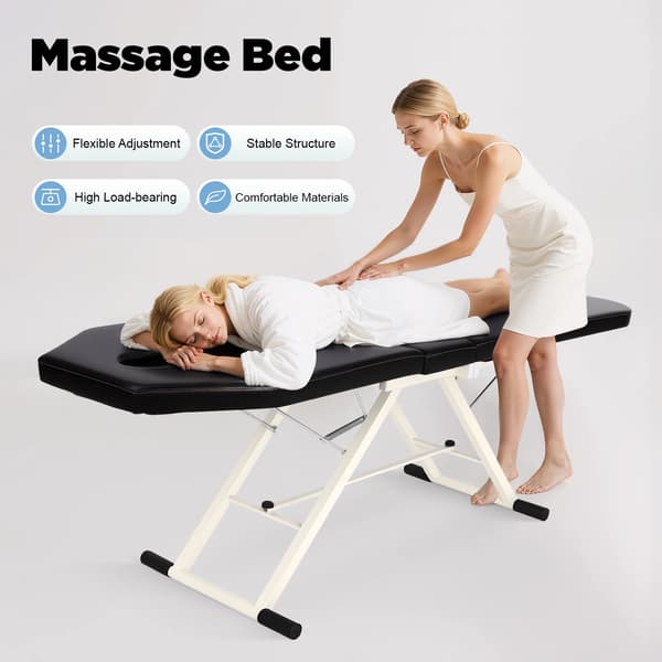 Massagebord, Bärbar Design, Hög Viktkapacitet,svart
