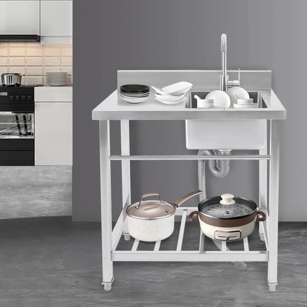 Vaskesink, Rustfrit Stål, Fritstående Design,Sølv