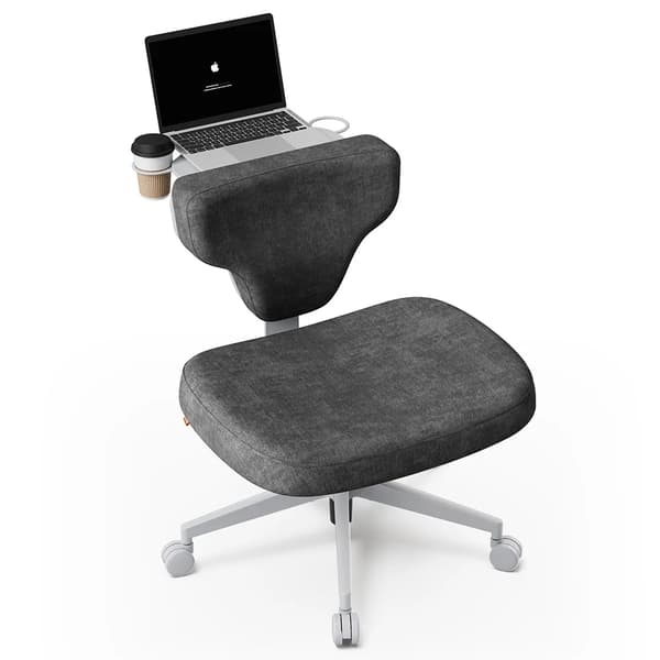 Stol, Ergonomisk Design, Justerbar Ryglæn,Mørk Grå