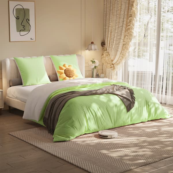 Påslakan Set, Modern Design, Mysigt Polyester Material,160x200cm, grön