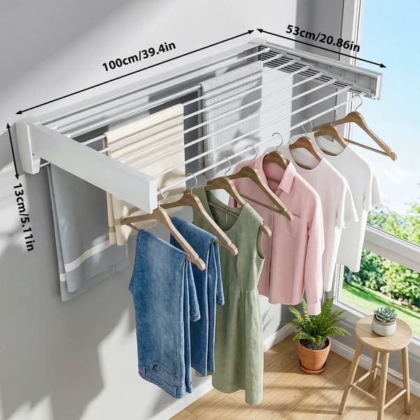 Utdragbar Handdukshängare, Fällbar Design, Väggmonterad,100CM 8 poler, L-a