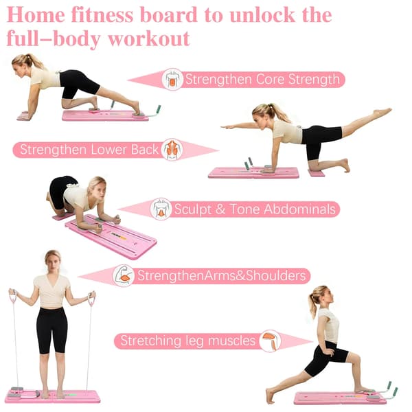 Abdominal Trainer, Foldbar Design, Automatisk Tilbagefaldsteknologi,Pink