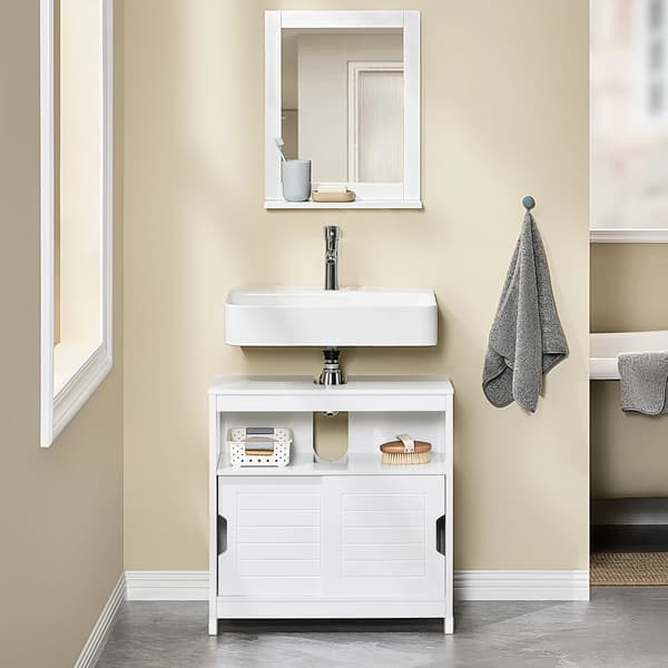 Badrumsskåp, Rymlig Förvaringsplats, Siphonvänlig Design,VIT