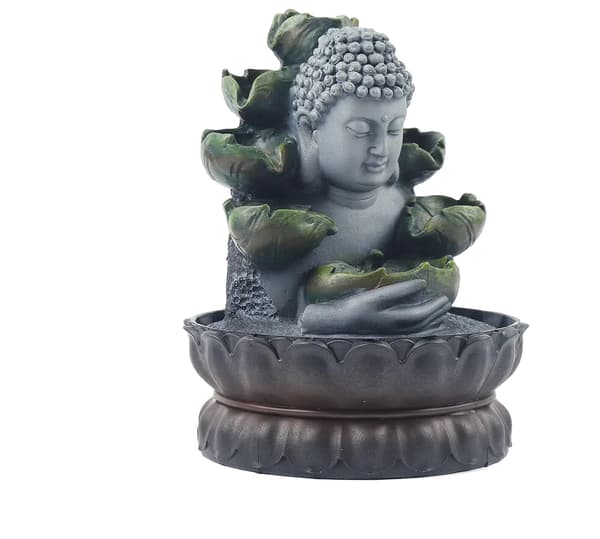 Indendørs Vandfald, Buddha Harpiks Design, LED Lyskilde,MULTI