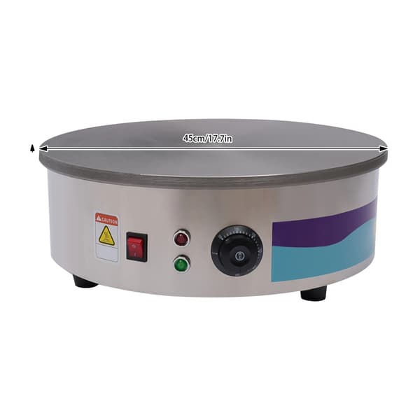 2800W Crepes Maker, Justerbar Temperatur, 45cm Diameter,Ljusgrå