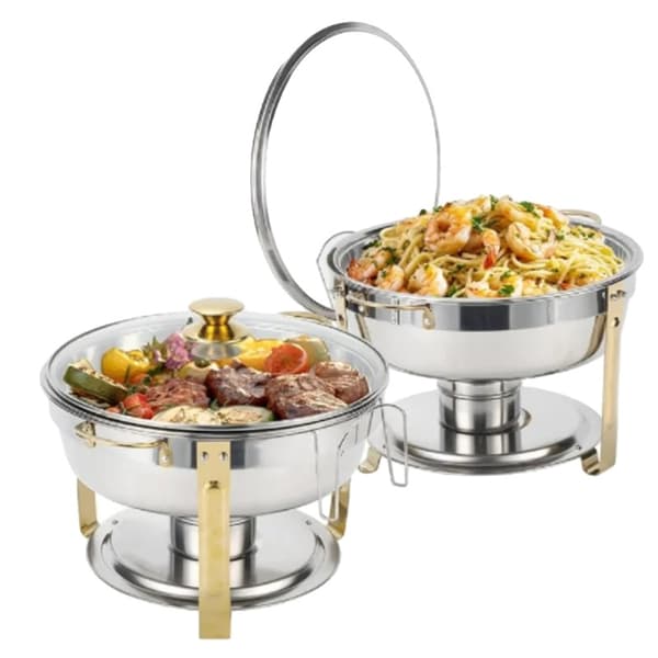 Chafing Dish, Rustfrit Stål, Rund Design,2 Pcs