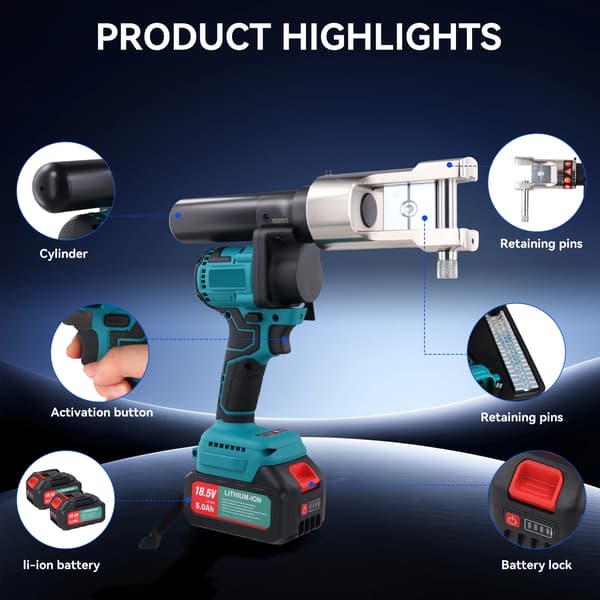 Kabelskärare, Elektrisk Hydraulisk, Lätt Design,2 batteri
